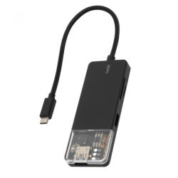 Somogyi Elektronic USBHUB6 dokkoló állomás, 4K HDMI, egér, billentyűzet, TF/microSD, SD, USB tároló, merevlemez, ~100 W PD, plug & play, LED visszajelzés (USBHUB6) - bipi