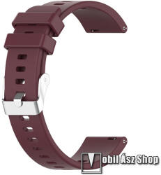  Okosóra szíj - BORDÓ - szilikon, állítható méret, 20mm széles - SAMSUNG Watch4 40mm / 42mm / 44mm / 46mm / Watch5 40mm / 44mm/ Pro / Active2 40mm / 44mm / Amazfit GTS 4 / HUAWEI Watch GT 3 42mm / Venu