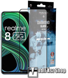 MyScreen DIAMOND GLASS EDGE előlap védő karcálló edzett üveg - FEKETE - 9H, 0.33 mm, A teljes felületén tapad, a teljes képernyőt védi - Realme 8 5G (MD5892TGDEFGBLACK)