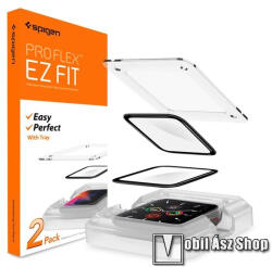 Spigen EZ FIT HD okosóra flexibilis előlap védő karcálló edzett üveg - FEKETE - 2 db, 2.5D, tokbarát, ultravékony, 0.2mm, 9H + felhelyező segédkeret, a teljes képernyőt védi - APPLE Watch Series 4 / 5 / 6 /