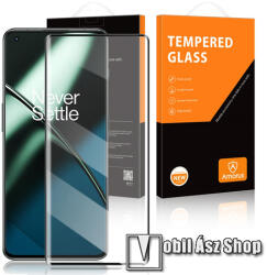 Amorus előlap védő karcálló edzett üveg - FEKETE - 3D, 9H, 0, 3mm, A teljes felületén tapad, a teljes kijelzőt védi - OnePlus 10 Pro