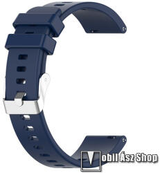  Okosóra szíj - SÖTÉTKÉK - szilikon, állítható méret, 20mm széles - SAMSUNG Watch4 40mm / 42mm / 44mm / 46mm / Watch5 40mm / 44mm/ Pro / Active2 40mm / 44mm / Amazfit GTS 4 / HUAWEI Watch GT 3 42mm / V