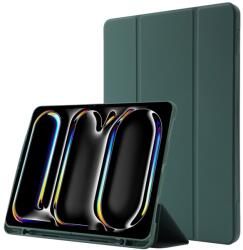  LEATHER Capac cu balamale pentru Apple iPad Pro 11 2024 / M5 2025 verde închis