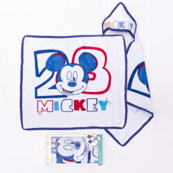 Disney Mickey egér baba kapucnis törölköző - pamut babatörölköző - fehér-sötétkék (MIC-1922-1407)