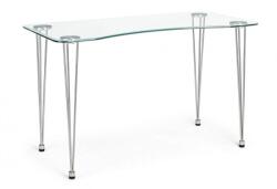 Bizzotto Birou Rondo blat sticla transparenta picioare crom 120x60x74 cm (0730634)