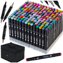  168 db kétoldalas alkoholos filctoll szett tokban tartóval (KX5123_3)