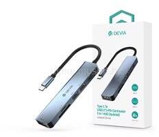 DEVIA St384882 Usb Type-c - 3xusb 3.0 + Pd + Kártyaolvasó Elosztó/adapter - Leopard 5in1 Hub (updated) - Szürke (st384882) (st384882)