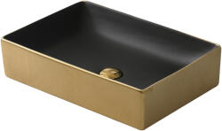 Welland 9636E pultra építhető mosdókagyló - 50 x 35 cm - fekete / arany