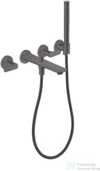Hansgrohe AXOR CITTERIO C falsík alatti kádtöltő csaptelep zuhanyszettel, alaptest nélkül, szálcsiszolt fekete króm 49480340 (49480340)