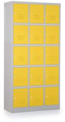 Rauman Fém szekrény - 15 doboz, 90 x 40 x 185 cm, hengerzár, sárga - ral 1023