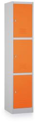 Rauman Fém szekrény - 3 doboz, 38 x 45 x 185 cm, csavaros zár, narancs - ral 2004