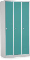 Rauman Fém szekrény - 3 szakasz, 90 x 50 x 180 cm, csavaros zár, zöld - ral 6033
