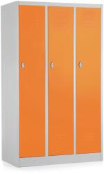 Rauman Fém szekrény - 3 szakasz, 90 x 50 x 150 cm, csavaros zár, narancs - ral 2004