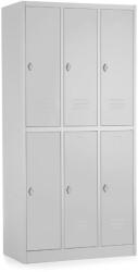 Rauman Fém szekrény - 6 doboz, 90 x 45 x 185 cm, csavaros zár, szürke - ral 7035