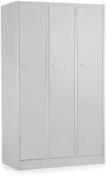 Rauman Fém szekrény - 3 szakasz, 90 x 50 x 150 cm, hengerzár, szürke - ral 7035