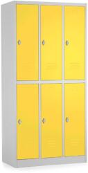 Rauman Fém szekrény - 6 doboz, 90 x 45 x 185 cm, csavaros zár, sárga - ral 1023