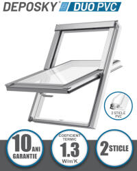 DEPOSKY Fereastra mansarda DEPOSKY DUO PVC, 2 sticle, maner jos (DDP C2A B900)
