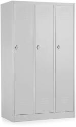 Rauman Fém szekrény - 3 szakasz, 90 x 50 x 150 cm, csavaros zár, szürke - ral 7035