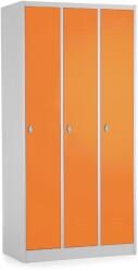 Rauman Fém szekrény - 3 szakasz, 90 x 50 x 180 cm, csavaros zár, narancs - ral 2004