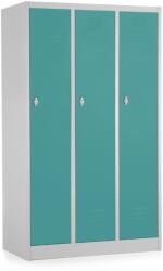 Rauman Fém szekrény - 3 szakasz, 90 x 50 x 150 cm, csavaros zár, zöld - ral 6033