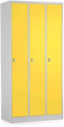 Rauman Fém szekrény - 3 szakasz, 90 x 50 x 180 cm, csavaros zár, sárga - ral 1023