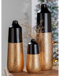  „Tomar exkluzív matt és fényes, fekete és arany színekben pompázó modern kerámia váza - 37cm