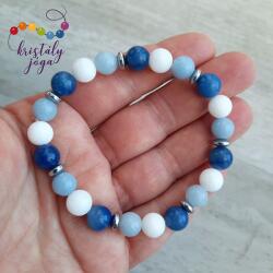 Kristály Jóga Shop Tejkvarc, kékvarc, angelit, hematit 8 mm-es ásvány karkötő