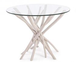 Bizzotto Masa lemn alb sticla Sahel 110x110x76 cm (0680406)