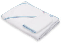 NEW BABY Gyermek frottír törölköző és kapucnival New Baby BASIC 100x100 fehér-kék - pindurka