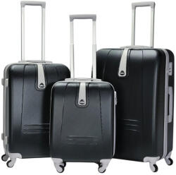 BONTOUR Classic fekete 4 kerekű 3 részes bőrönd szett (120740-Black)