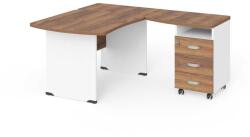 LENZA Manager sarok munkaállomás 140 x 160 cm, jobb, warmia dió / fehér - rauman - 293 290 Ft