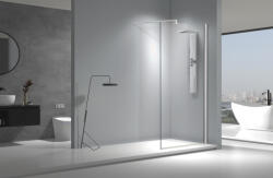 Viva Aqua Stuxi Aqua Walk-in zuhanyfal, 140x200 cm, 8 mm vastag vízlepergető biztonsági üveggel, 200 cm magas, króm profillal, távtartóval és küszöbbel (8WIF_140)