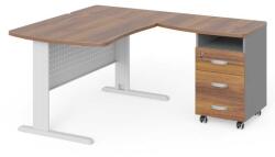 LENZA Manager sarok munkaállomás 140 x 160 cm, jobb, warmia dió / szürke - rauman - 397 390 Ft