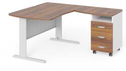 LENZA Manager sarok munkaállomás 140 x 160 cm, jobb, warmia dió / fehér - rauman - 397 390 Ft