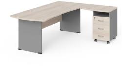 LENZA Manager sarok munkaállomás 200 x 160 cm, jobb, világos akác / szürke