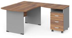 LENZA Manager sarok munkaállomás 140 x 160 cm, jobb, warmia dió / szürke - rauman - 293 290 Ft