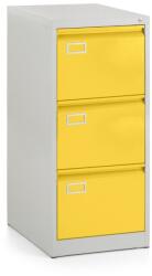 Rauman Fém iratszekrény A4 - 3 fiók, 45, 5 x 62 x 101, 5 cm, hengerzár, sárga - ral 1023