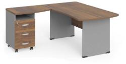 LENZA Manager sarok munkaállomás 160 x 160 cm, bal, warmia dió / szürke - rauman - 306 690 Ft