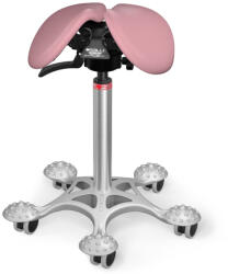 Salli SwingFit nyeregszék Kárpit színe: Szintetikus bőr - rózsaszín #9573, Szerkezet: króm + masszázs Salli bázis, Testmagasság: Közepes (M) - 180 cm-ig