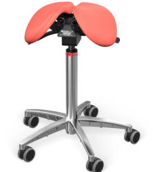 Salli MultiAdjuster nyeregszék Kárpit színe: Bőr - korall #05145, Szerkezet: króm + standard bázis, Testmagasság: Alacsony (S) - 150 cm-ig