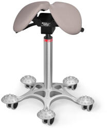 Salli Twin nyeregszék Kárpit színe: Szintetikus bőr - krémszürke #7136, Szerkezet: króm + masszázs Salli bázis, Testmagasság: Alacsony (S) - 150 cm-ig