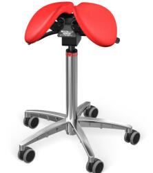 Salli MultiAdjuster nyeregszék Kárpit színe: Bőr - piros #05011, Szerkezet: króm + standard bázis, Testmagasság: Alacsony (S) - 150 cm-ig