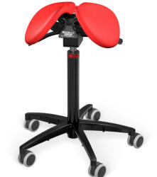 Salli MultiAdjuster nyeregszék Kárpit színe: Bőr - piros #05011, Szerkezet: fekete + standard bázis, Testmagasság: Alacsony (S) - 150 cm-ig