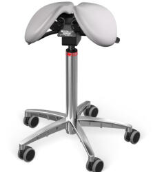Salli MultiAdjuster nyeregszék Kárpit színe: Bőr - világosszürke #01085, Szerkezet: króm + standard bázis, Testmagasság: Közepes (M) - 180 cm-ig