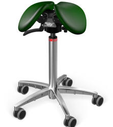 Salli SwingFit nyeregszék Kárpit színe: Bőr - fenyőzöld #98015, Szerkezet: króm + standard bázis, Testmagasság: Magas (L) - 165 cm-től