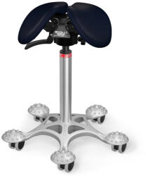 Salli SwingFit nyeregszék Kárpit színe: Szintetikus bőr - éjkék #7609, Szerkezet: króm + masszázs Salli bázis, Testmagasság: Alacsony (S) - 150 cm-ig