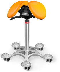 Salli SwingFit nyeregszék Kárpit színe: Bőr - mandarin #54033, Szerkezet: króm + masszázs Salli bázis, Testmagasság: Közepes (M) - 180 cm-ig