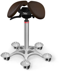 Salli Swing nyeregszék Kárpit színe: Bőr - sötétbarna #93129, Szerkezet: króm + masszázs Salli bázis, Testmagasság: Közepes (M) - 180 cm-ig