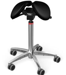 Salli Twin nyeregszék Kárpit színe: Bőr - fekete #99999, Szerkezet: króm + standard bázis, Testmagasság: Közepes (M) - 180 cm-ig