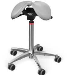 Salli Twin nyeregszék Kárpit színe: Bőr - kőszürke #11049, Szerkezet: króm + standard bázis, Testmagasság: Magas (L) - 170 cm-től